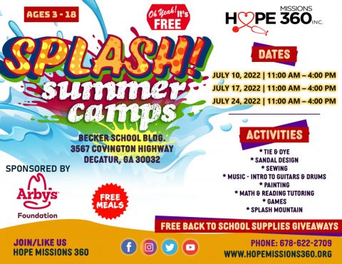 Splash! Summer Camps - Sponsored By Arby's Foundation.  Hope Missions 360 Inc. Website